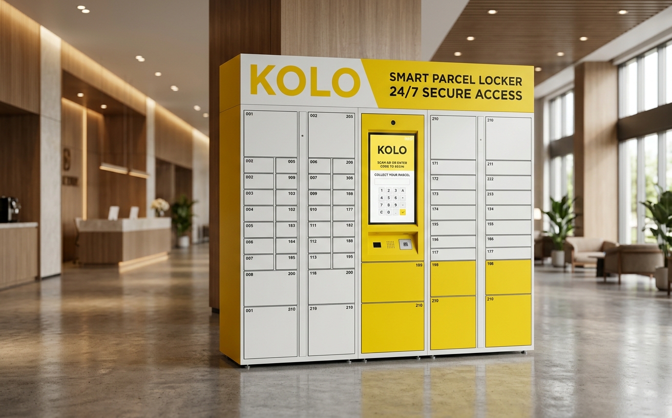 Indoor KOLO smart locker with KOLO branding